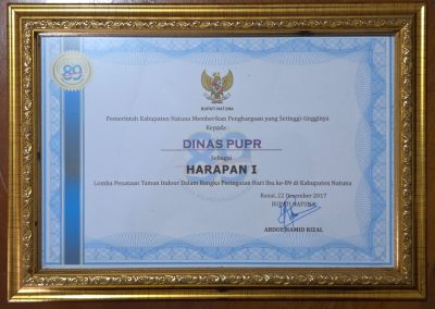 Penghargaan Lomba Tamam Indoor Dalam Rangka Peringatan Hari Ibu ke-89